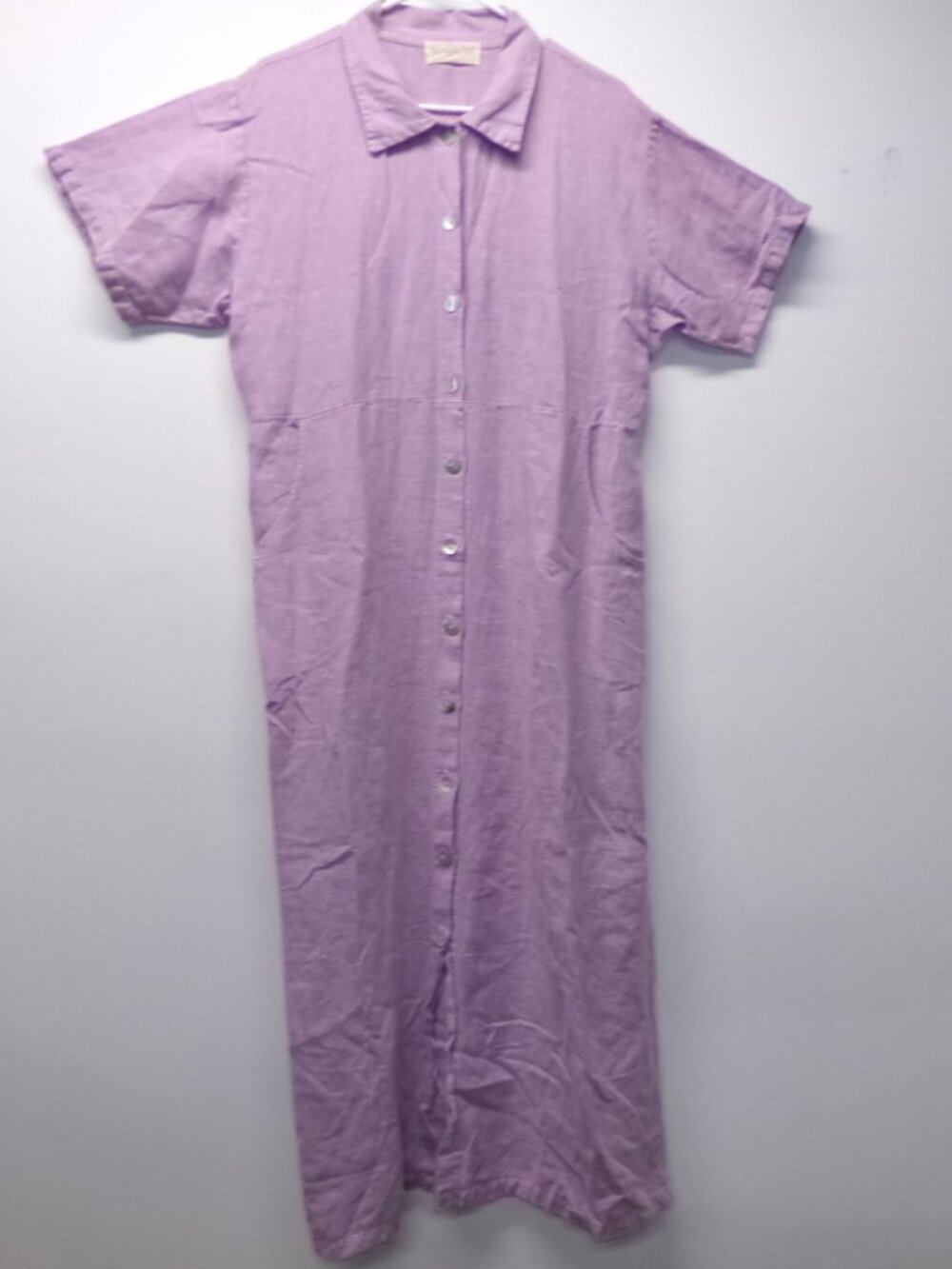 Vtg THE GYPSY LAIR 100% Linen Lagenlook Sustainable Maxi Dress Plus O/S Lilac